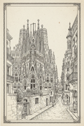 Barcelona Cityscape B&W Sketch