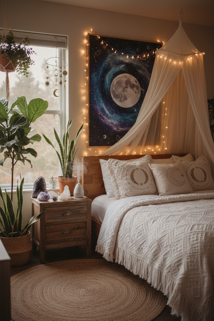 Full Moon & Constellations — Celestial Night Sky Printable Wall Art | Instant Download