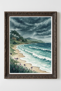 Ocean View Watercolor - Dark Frame