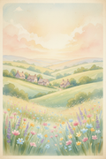 Soft Pastel Countryside Hills
