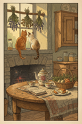 Vintage Cozy Kitchen Cats