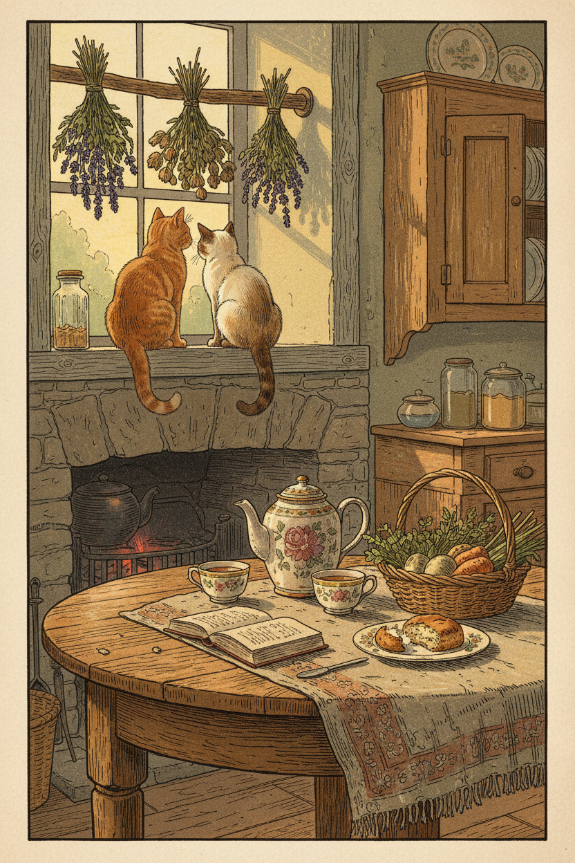 Vintage Cozy Kitchen Cats