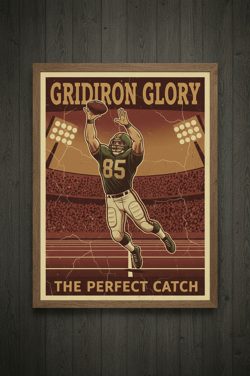 Vintage Football Print — Catching