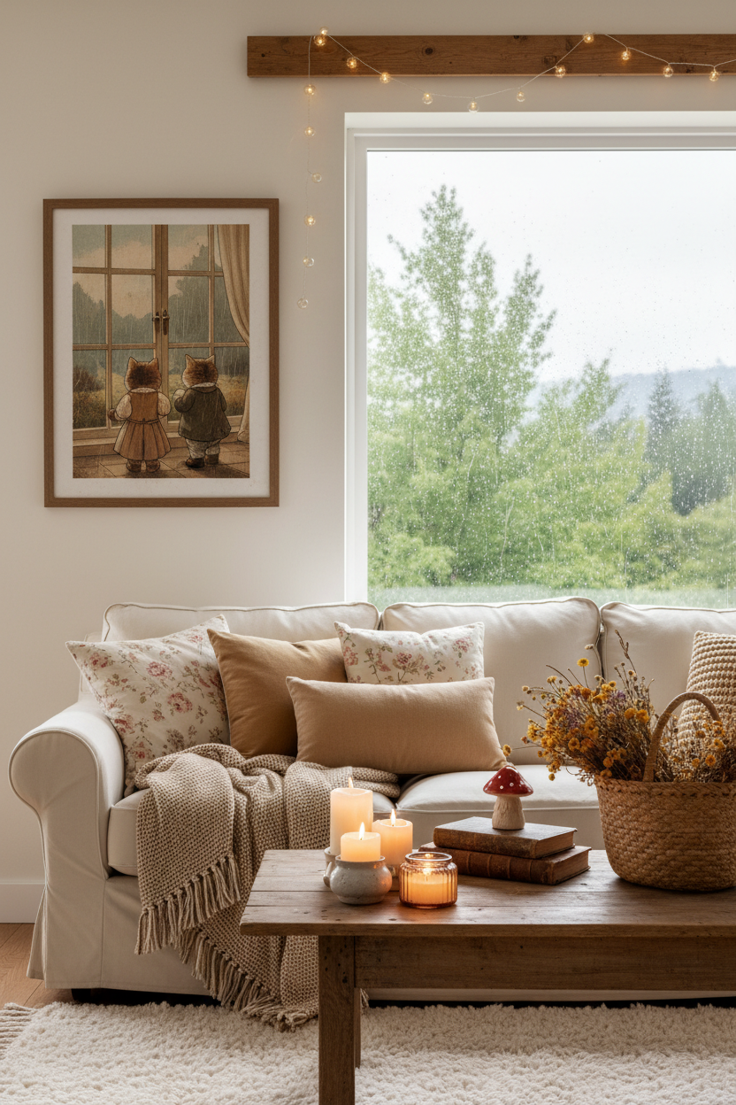 Vintage Rainy Day Window Cats — Printable Wall Art | Instant Download
