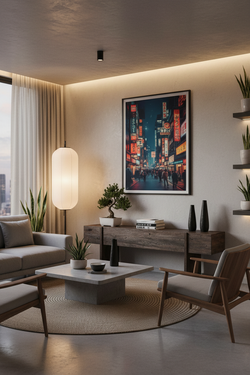 Vintage Tokyo Night Street — Japanese City Printable Wall Art | Instant Download