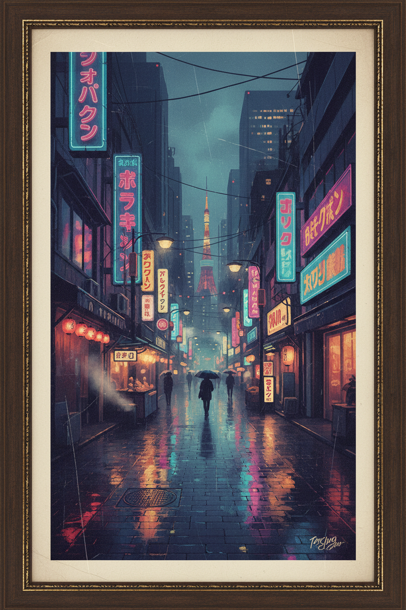 Vintage Tokyo Night Street